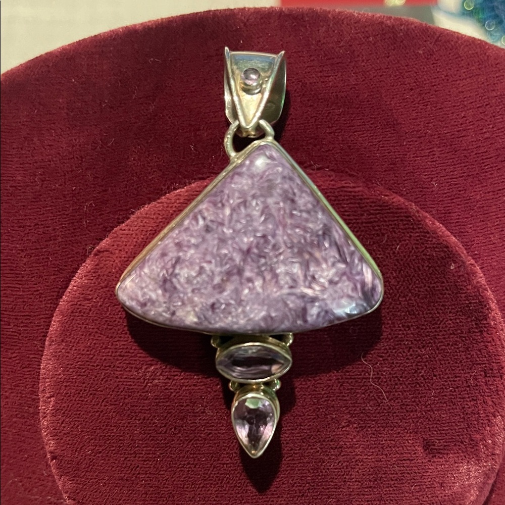 Elegant Purple Stone and amethyst pendant.